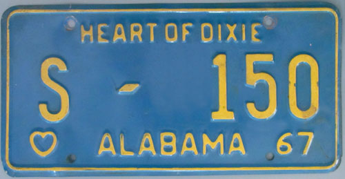 Alabama 1967 police license plate