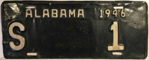 Alabama 1946 police license plate