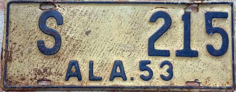 Alabama 1953 police license plate