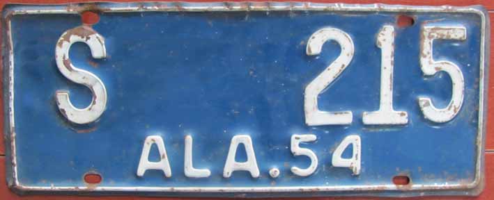 Alabama 1954 police license plate