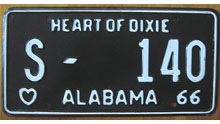 Alabama 1966 police license plate