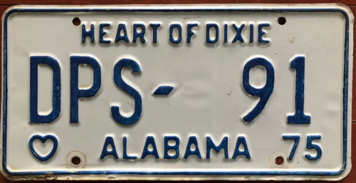 Alabama 1975 police license plate