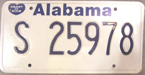 Alabama 1984 police license plate