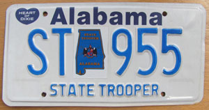 Alabama 1990 police license plate