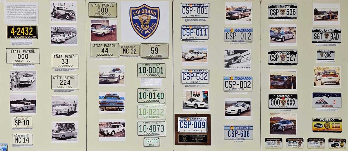 Colorado display panel with several police plates