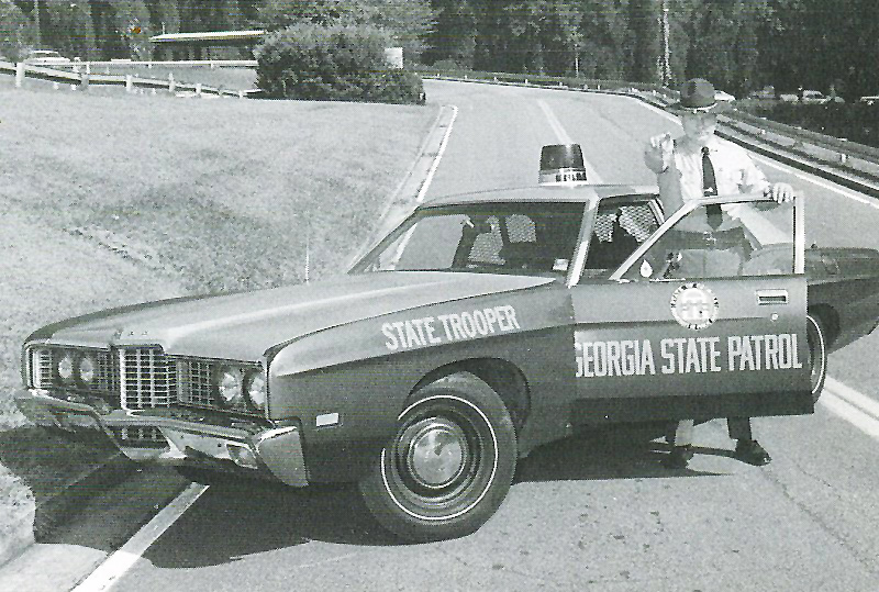 Georgia state police car and officer
