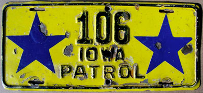 Iowa police licence plate