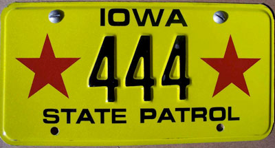 Iowa police license plate