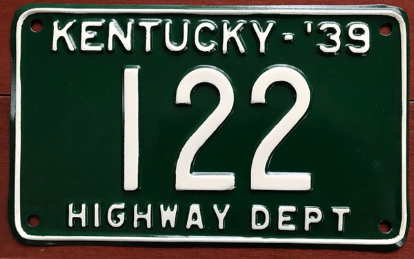 Kentucky 1939 police license plate