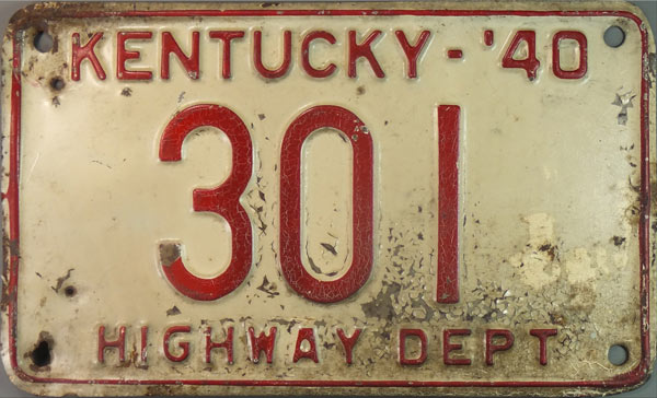 Kentucky 1939 police license plate