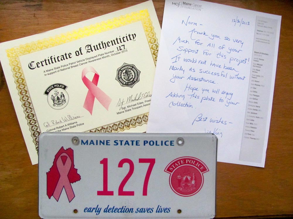 Maine police commemorative license plate