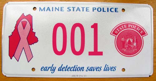 Maine cancer awareness police plate
