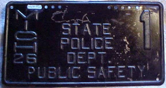 Michigan 1926 police license plate