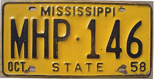 Mississippi license plate image