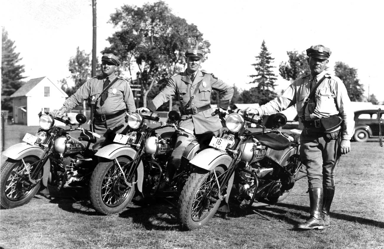 New Hampshire police officers and motorcycles