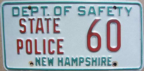 New Hampshire police license plate