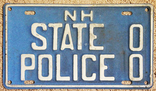New Hampshire police licence plate