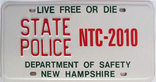 New Hampshire police license plate