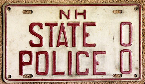 New Hampshire police licence plate