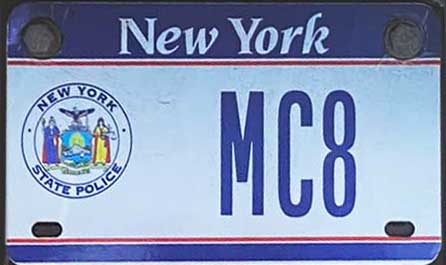 New York police motorcycle plate