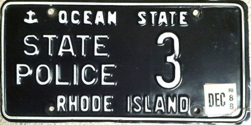 Rhode Island  police license plate