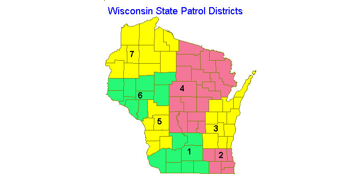 Wisconsin state patrol district map
