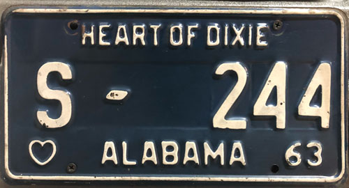 Alabama 1962 police license plate